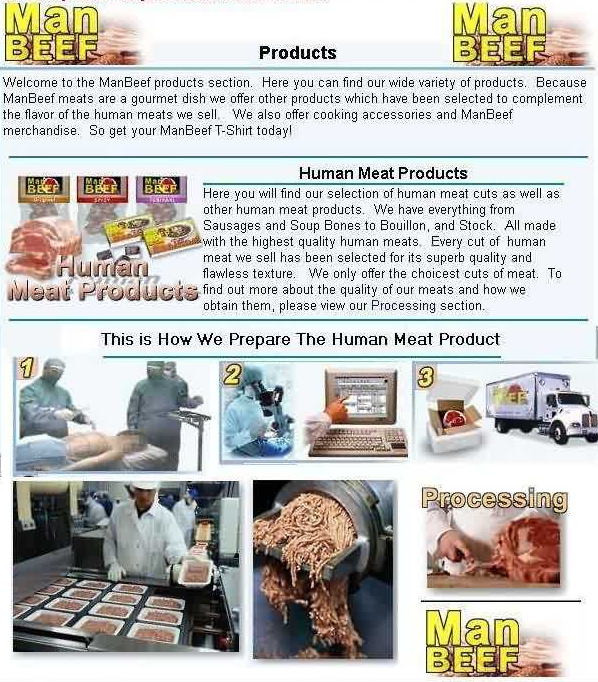Human Meat Cuts Chart