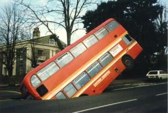 bus in a hole